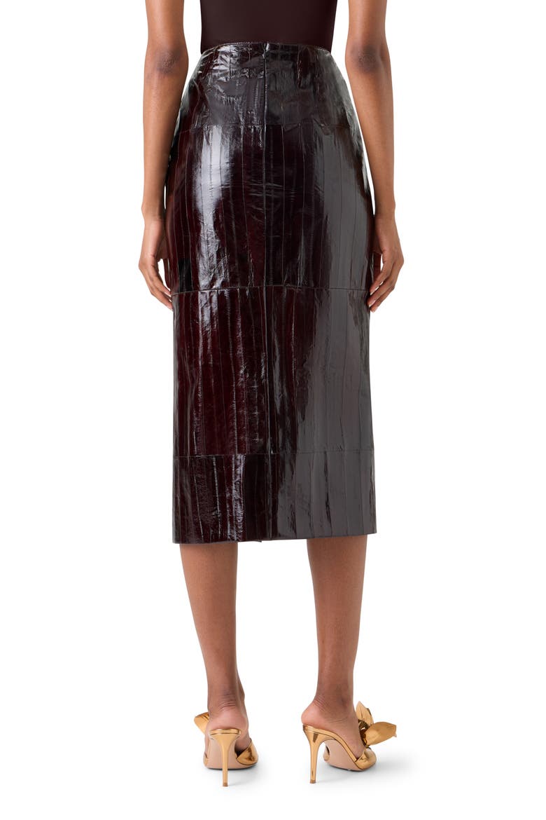 Lacquered Eel Leather Pencil Skirt, Alternate, color, COFFEE