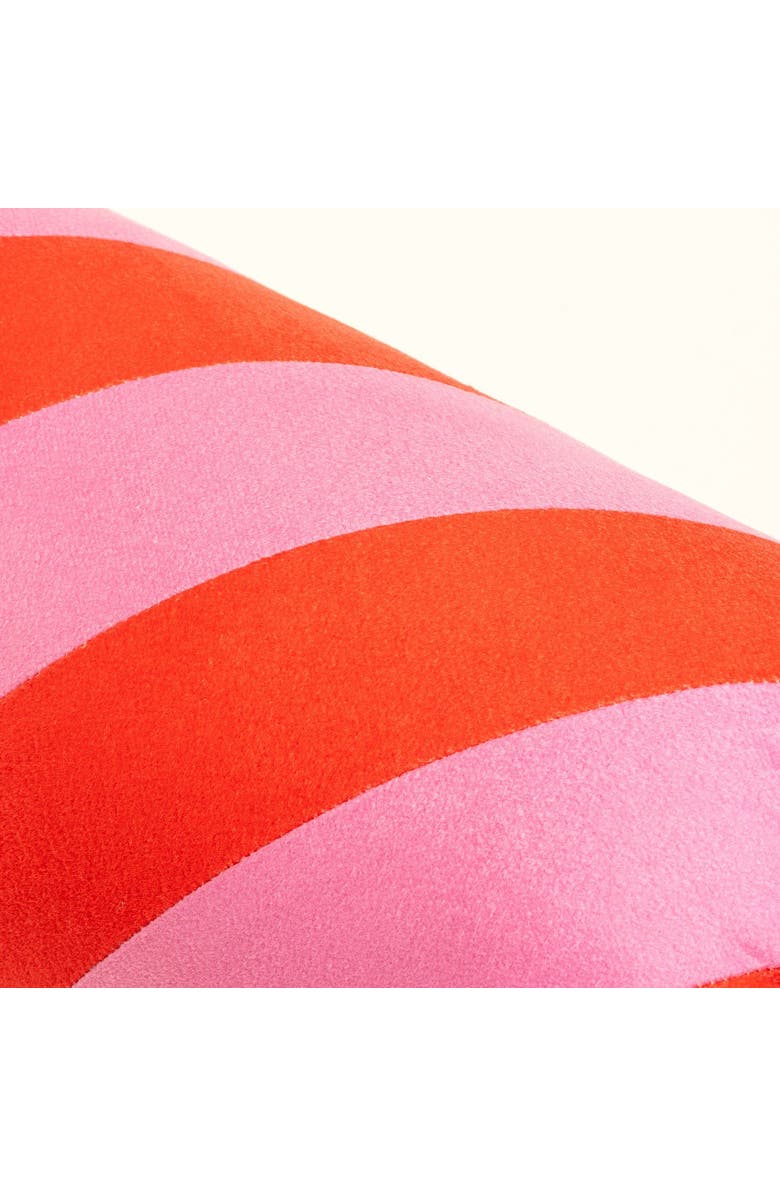 Zsa Zsa Zsu Hansi Bias-Cut Ruffled 100% Polyester Velvet Cushion 7X24 In, Alternate, color, Red-Pink