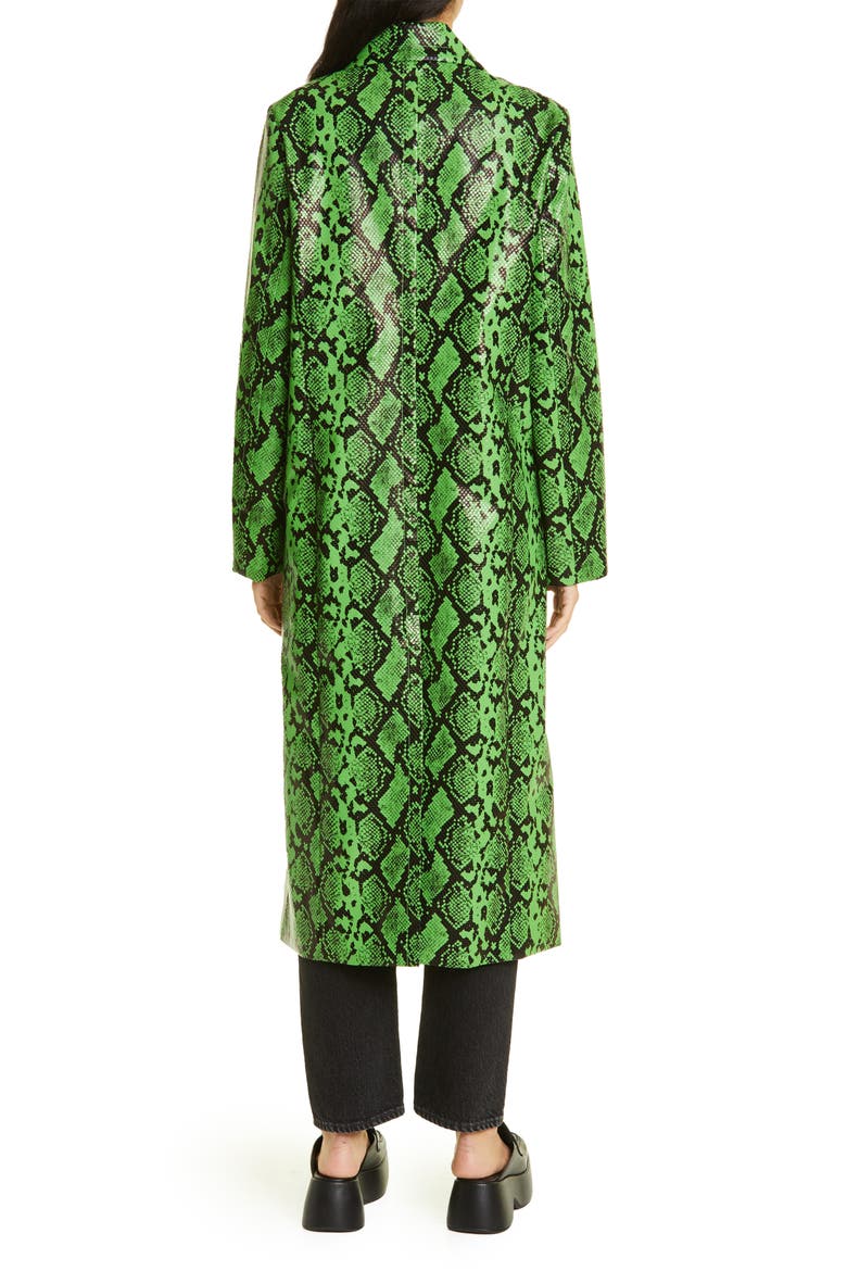 Joto Snakeskin Print Faux Leather Coat, Alternate, color, GRASS GREEN