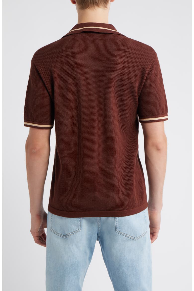 Textured Knit Polo, Alternate, color, BROWN