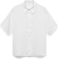 MANGO Short Sleeve Linen Button-Up Shirt