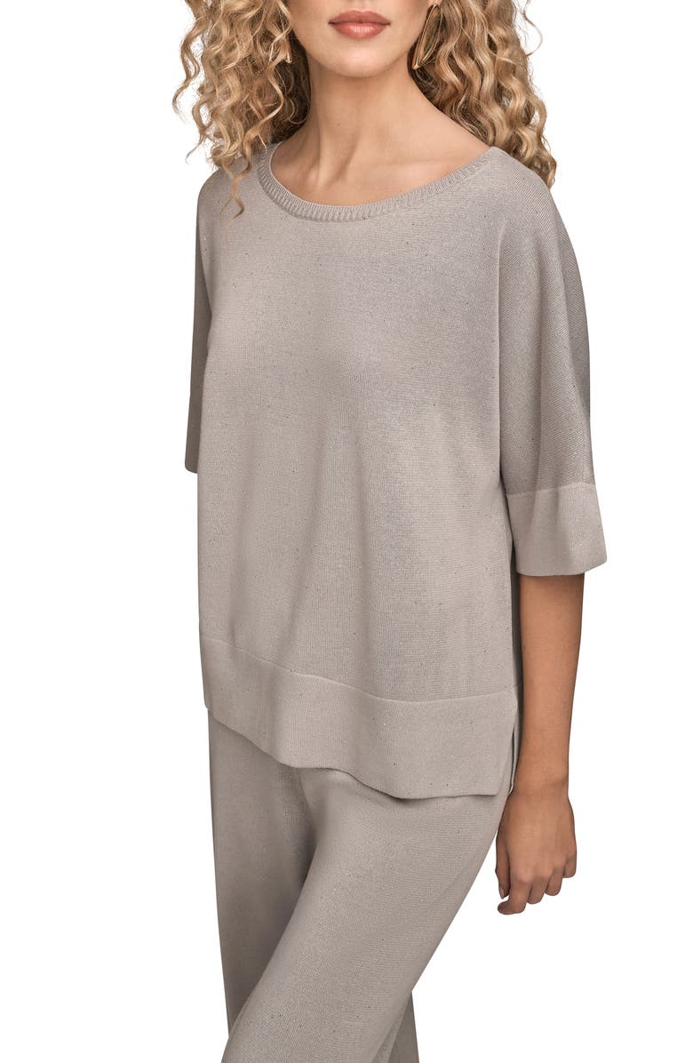 Donna Karan New York Sequin Boxy Crewneck Sweater, Alternate, color, Vapor