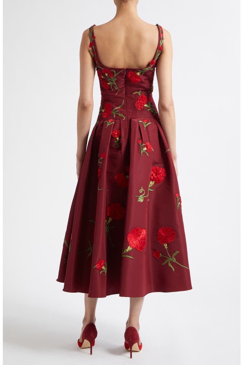 Embroidered Floral Silk Faille Dress, Alternate, color, RIOJA MULTI