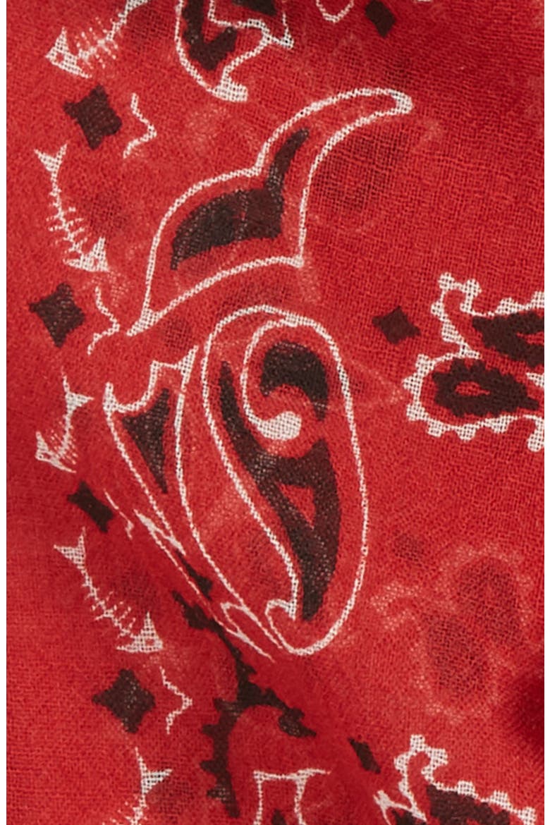 Skull et Coeur Laval Skinny Wool Scarf, Alternate, color, ROUGE/ IVORY