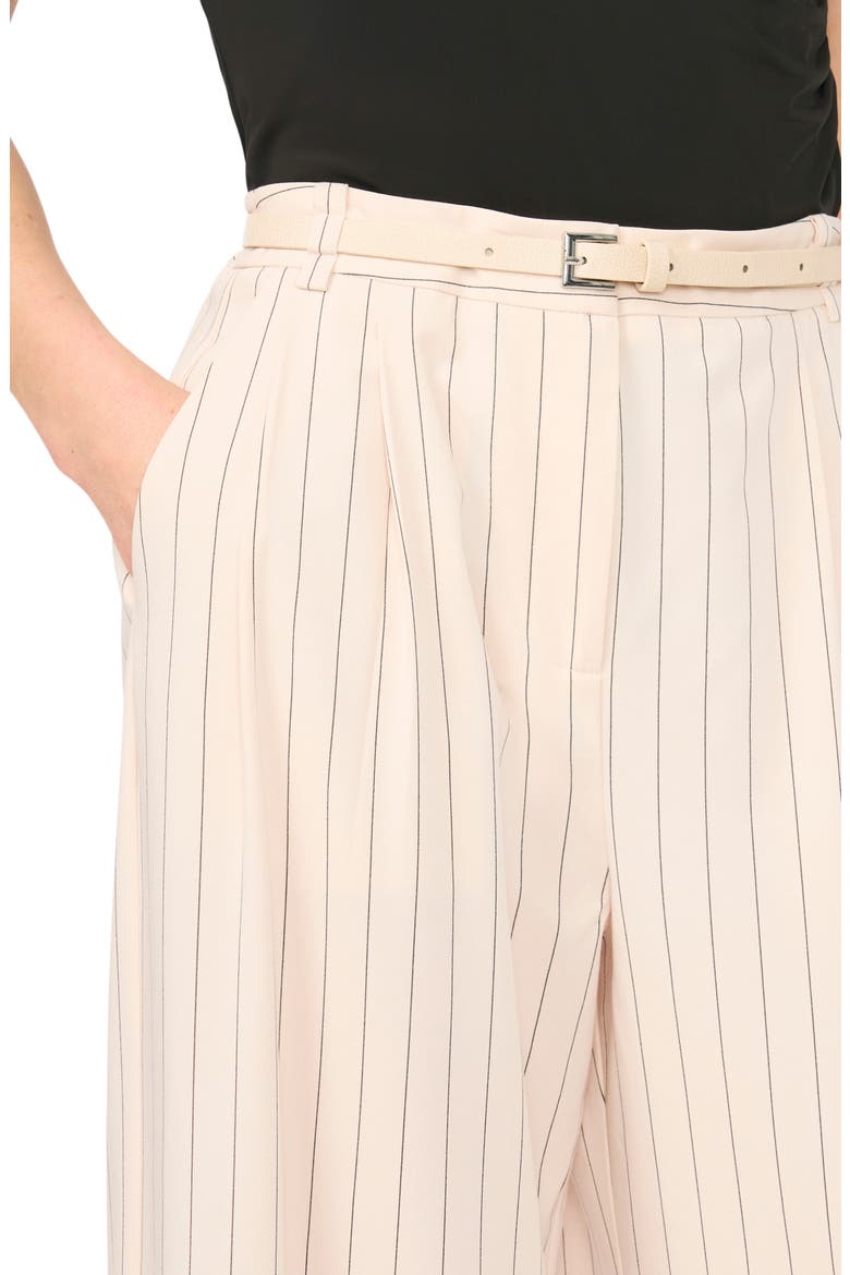 Belted Pleated High Waist Wide Leg Pants, Alternate, color, BIRCH