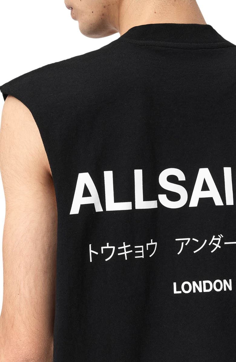 AllSaints Underground Sleeveless Crewneck Graphic T-Shirt, Alternate, color, Jet Black