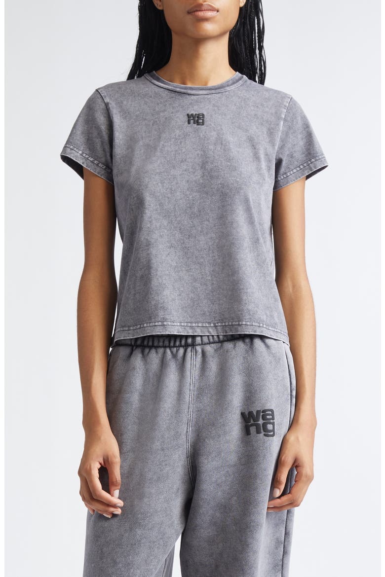 Puff Logo Shrunken Cotton Jersey T-Shirt, Main, color, WASHED GRANITE