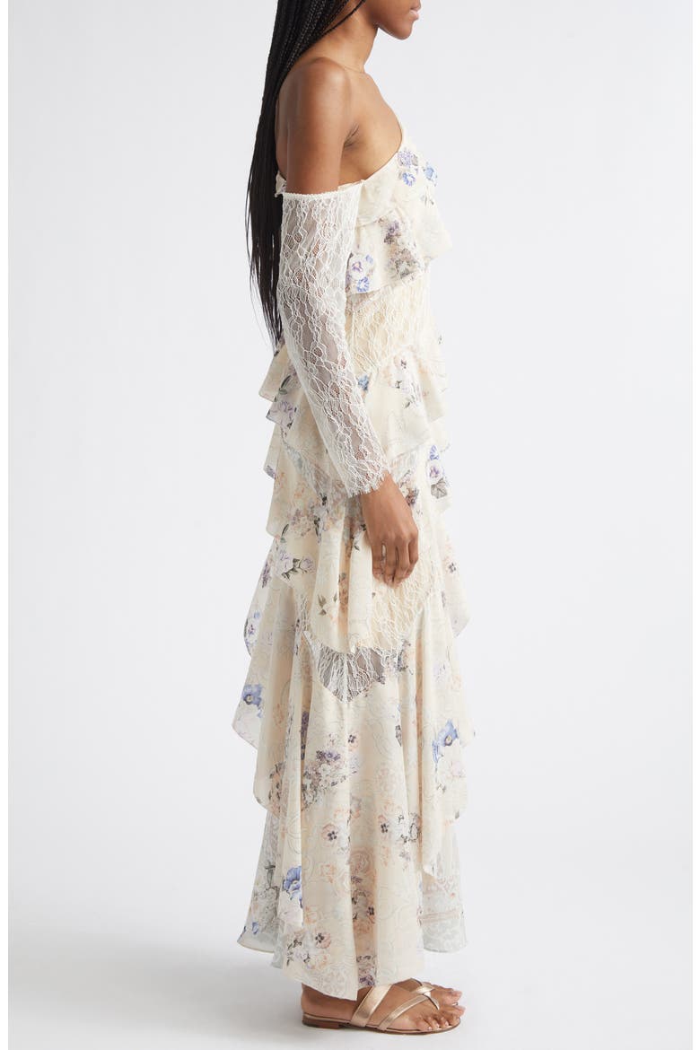 Laced with Love Asymmetric Frill Paneled One-Shoulder Long Sleeve Maxi Dress, Alternate, color, LACED WITH LOVE