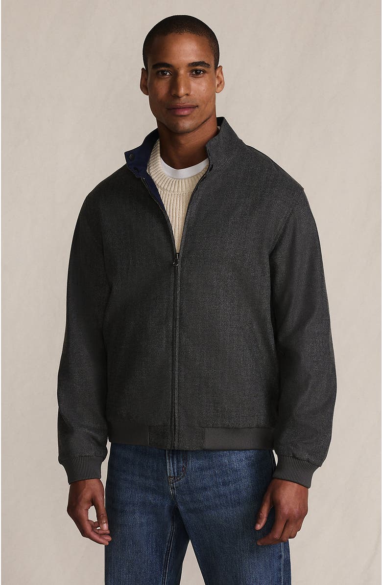 Lands' End Reversible Harrington Jacket, Main, color, Dark Gray Herringbone