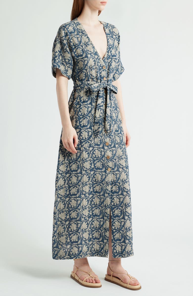 Faherty Dune Camille Belted Organic Cotton Gauze Dress, Alternate, color, 