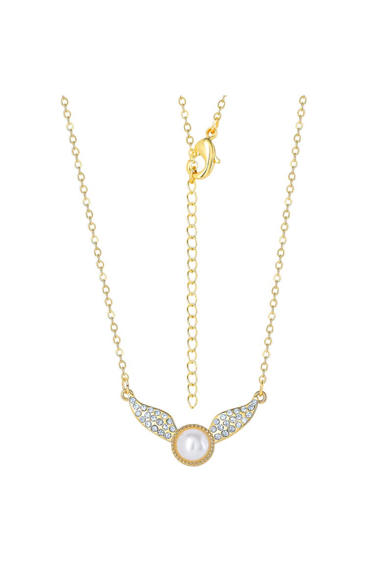 Golden Snitch Necklace With Crystals And Pearl, 18"+2", Alternate, color, Metallic Gold