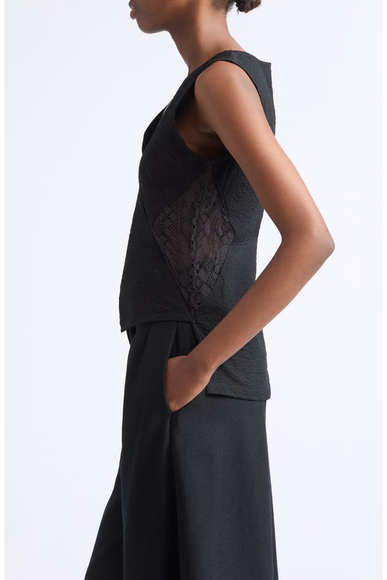 Asymmetrical V-Neck Top, Alternate, color, BLACK