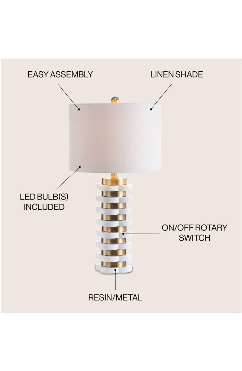JONATHAN Y Wellington Quatrefoil Striped Resin LED Table Lamp, Alternate, color, Brass Gold