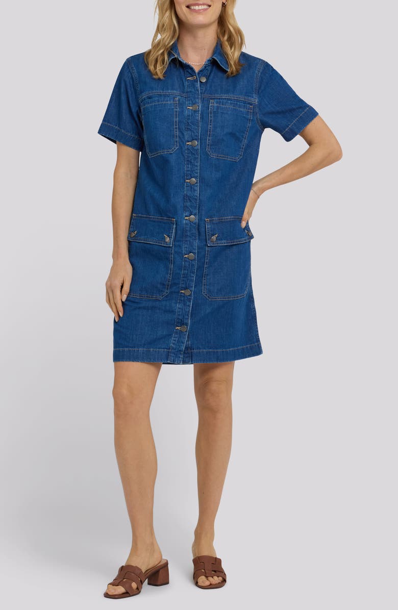 NYDJ Denim Utility Dress, Main, color, Medium Indigo