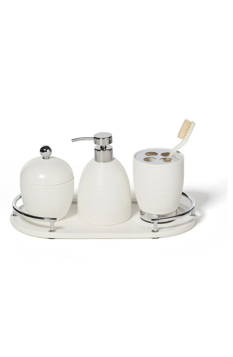 ROSELLI TRADING COMPANY Dubai 4-Piece Ceramic Bathroom Accessory Set, Alternate, color, White