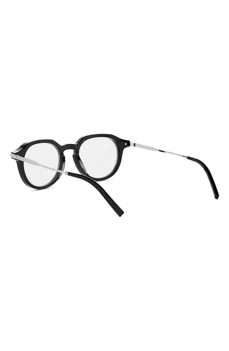 DIOR Blacksuit R10I 49mm Small Round Optical Glasses, Alternate, color, Shiny Black