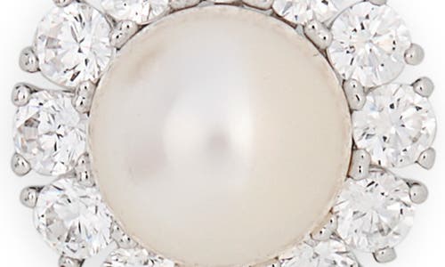 Nadri Chiara Faux Pearl & Cubic Zirconia Halo Stud Earrings In White