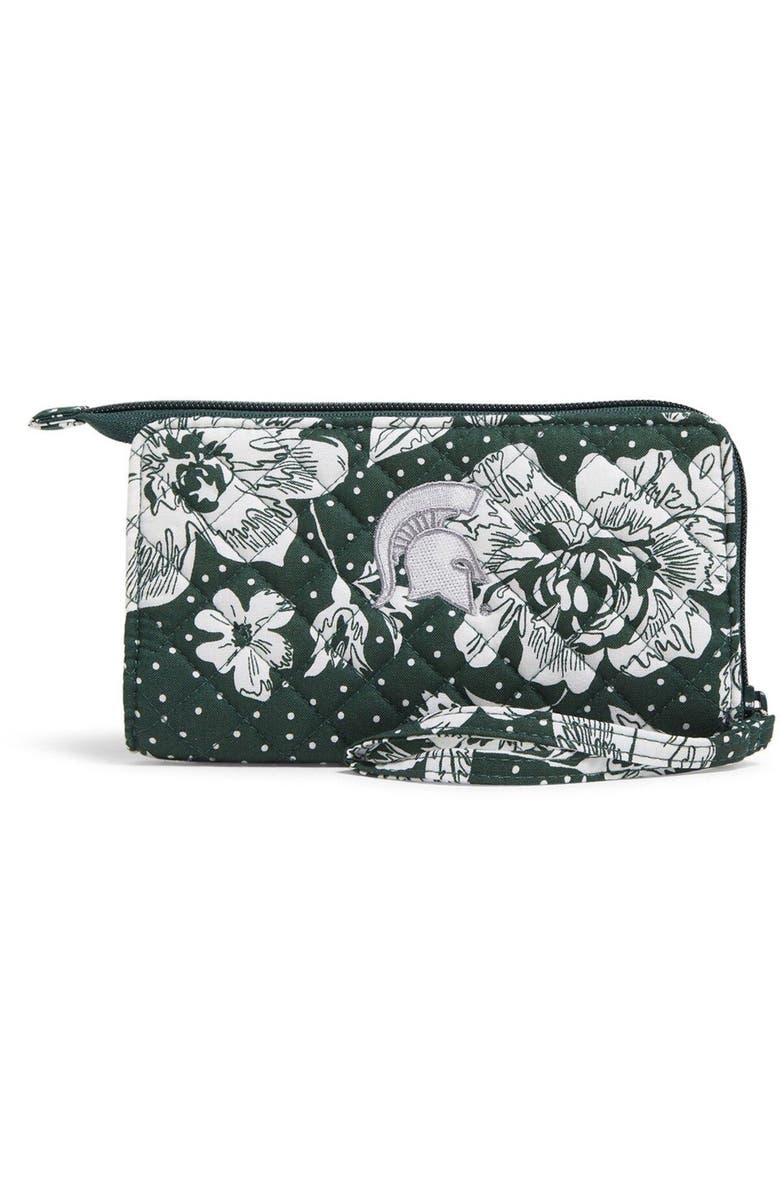 VERA BRADLEY Michigan State Spartans Rain Garden Front-Zip Wristlet, Main, color,