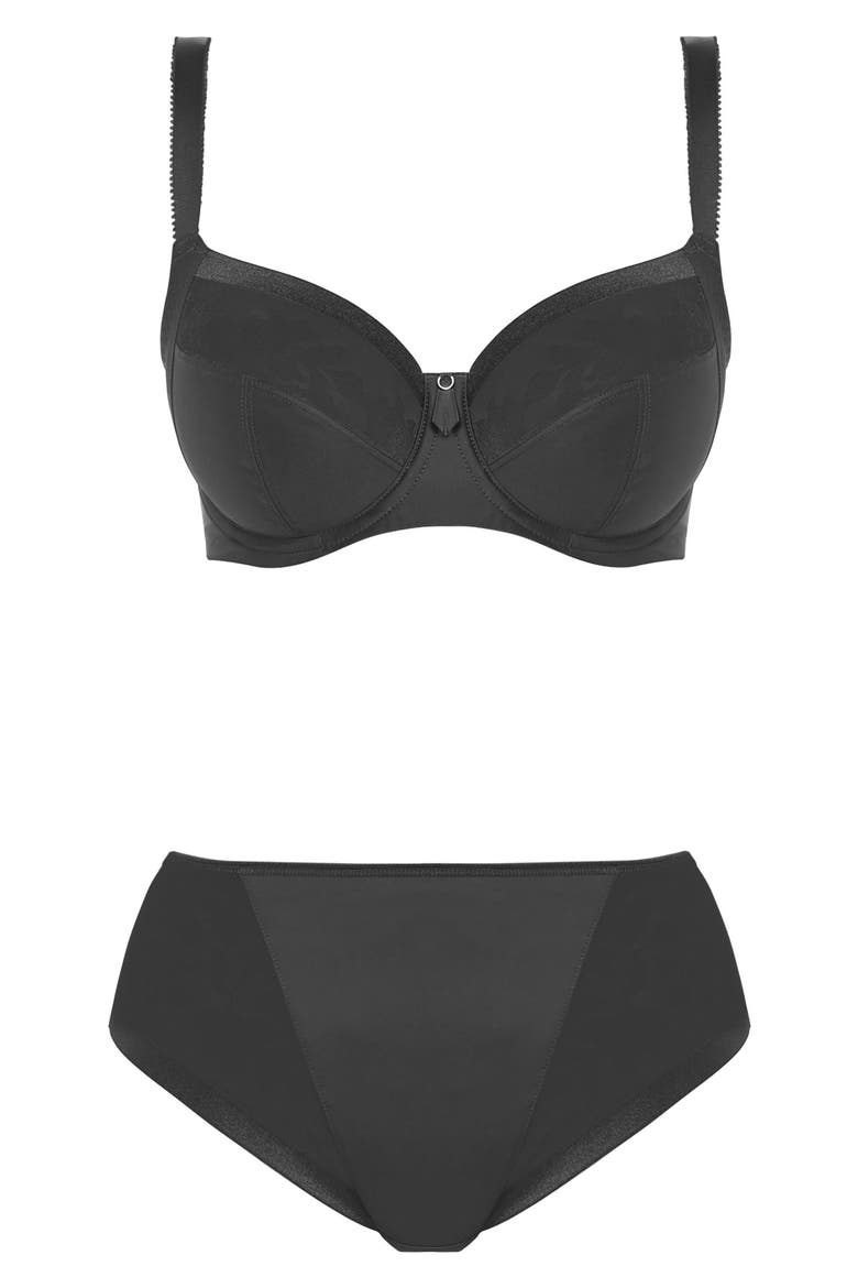 Illusion Underwire Side Support Bra, Alternate, color, BLACK