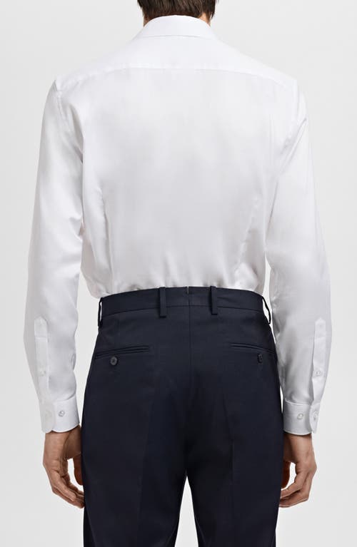 Mango Slim Fit Cotton Herringbone Suit Button-up Shirt In White