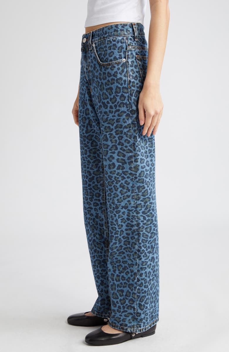 Molly Goddard Leopard Print Rigid Flare Jeans, Alternate, color, 