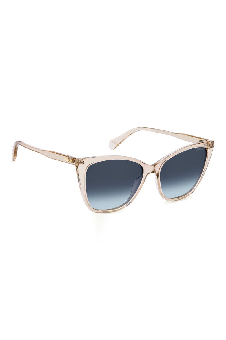 56mm Gradient Cat Eye Sunglasses, Alternate, color, BEIGE/ BLUE POLAR