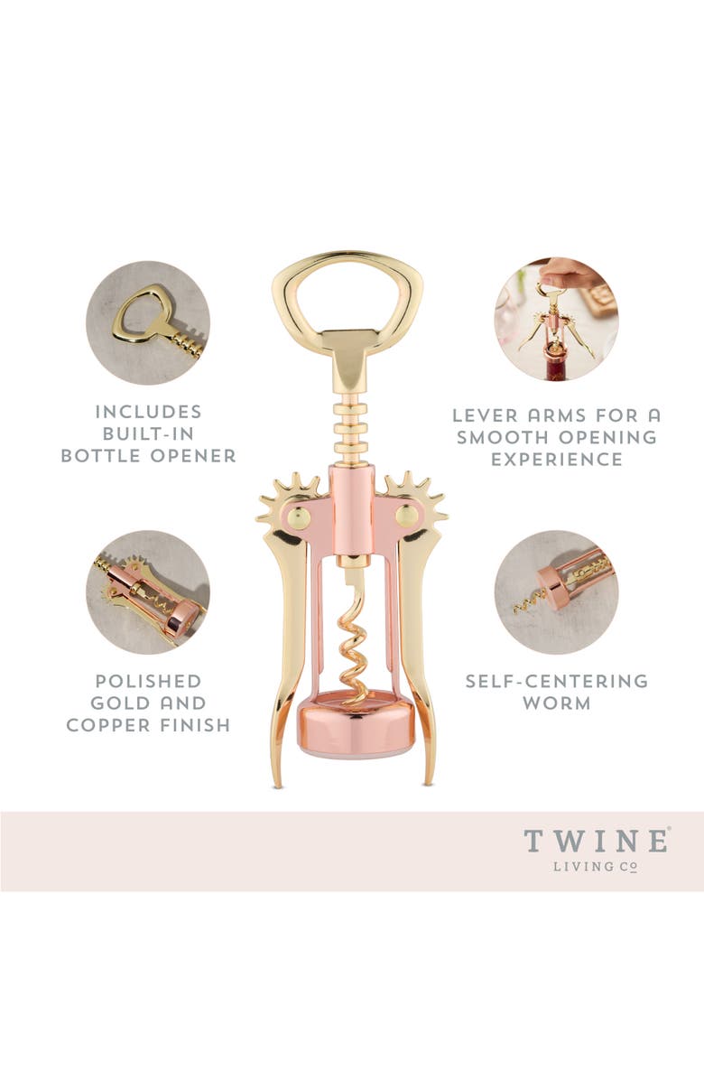TWINE Winged Corkscrew in Copper & Gold, Alternate, color, Copper