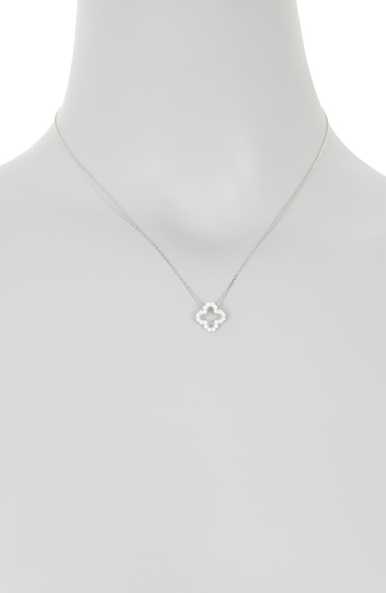 SUZY LEVIAN Sterling Silver CZ Clover Pendant Necklace, Alternate, color, 