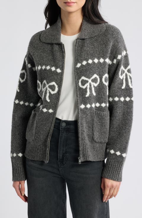Rhea Bow Zip Cardigan