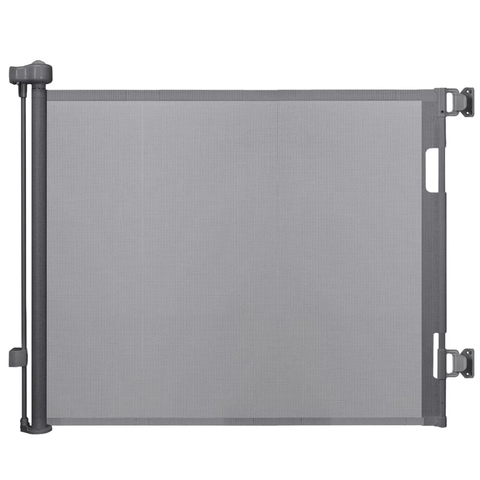 Easy-to-Install Gray Retractable Mesh Baby Gate