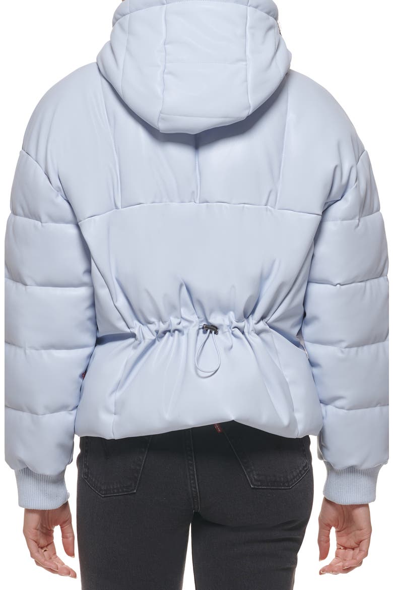 Water Resistant Faux Leather Puffer Jacket, Alternate, color, LIGHT BLUE