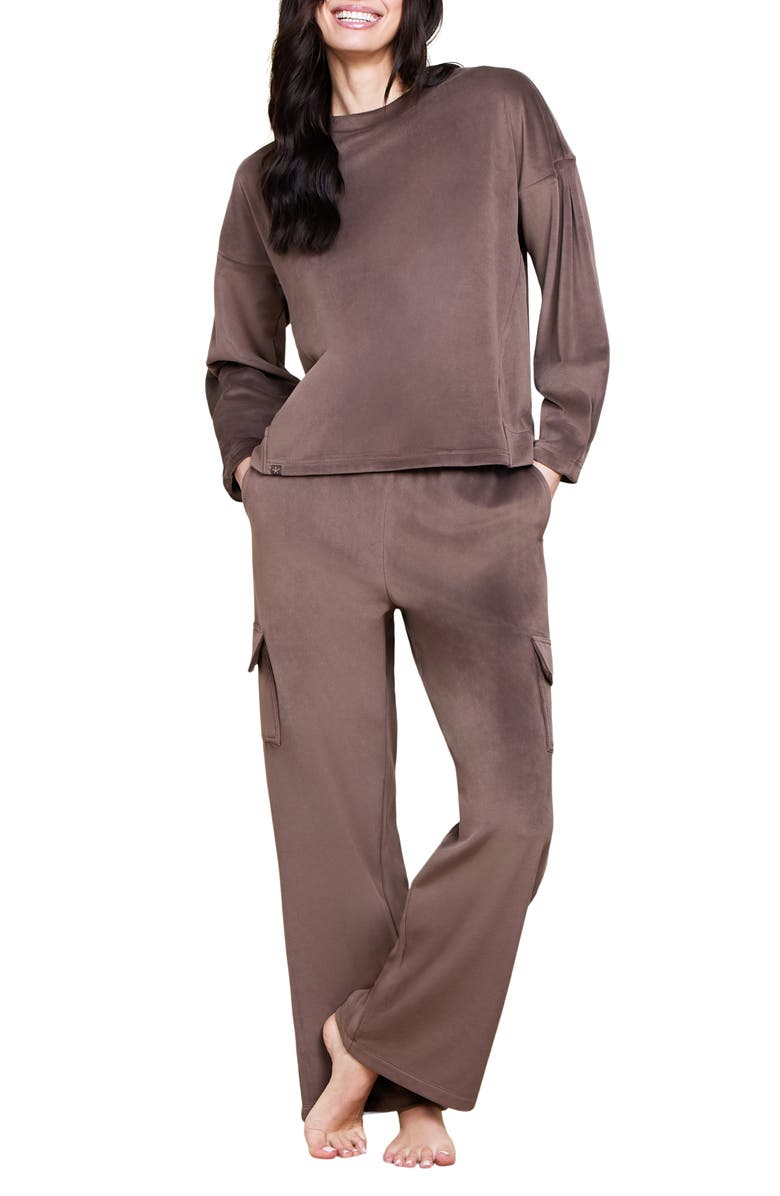 Barefoot Dreams<sup>®</sup> Luxechic Tucked Sweatshirt, Alternate, color, Java
