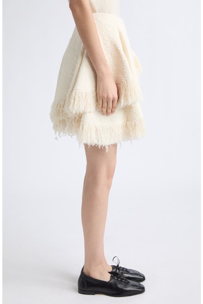 Knotted Fringed Tweed Miniskirt, Alternate, color, 9107 PARCHMENT