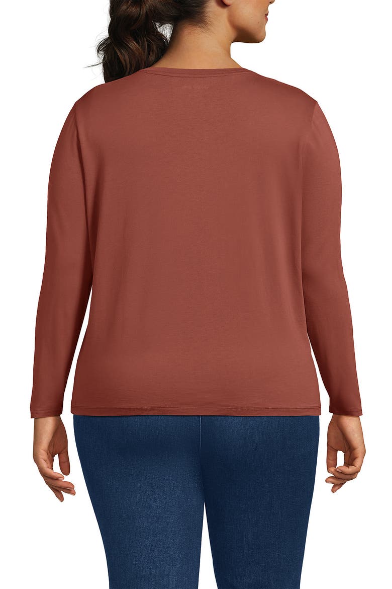 Supima Cotton Long Sleeve V-Neck T-Shirt, Alternate, color, Earthen Clay
