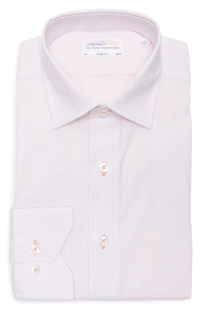 Lorenzo Uomo Pindot Trim Fit Dress Shirt, Alternate, color, White