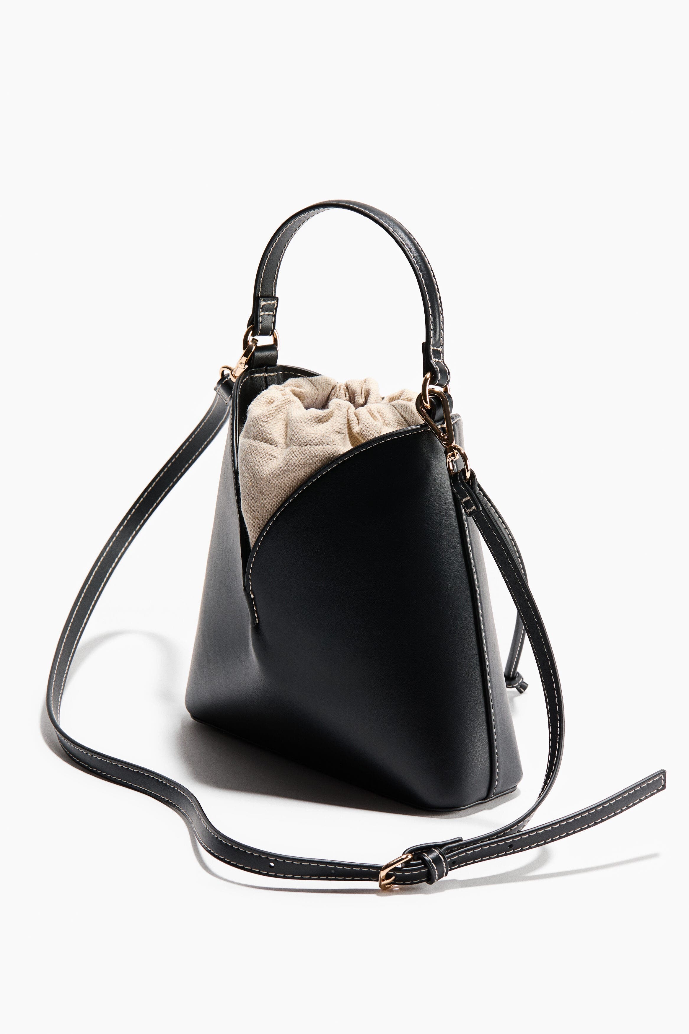 H&M Crossbody Bucket Bag, Alternate, color, Black