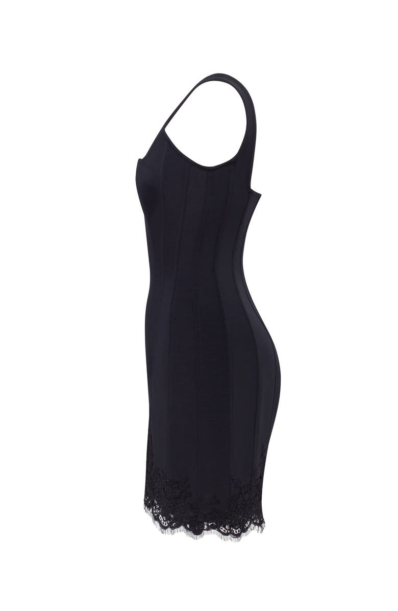 Milla Sultry Corset Mini Dress With Lace Hem, Alternate, color, Black