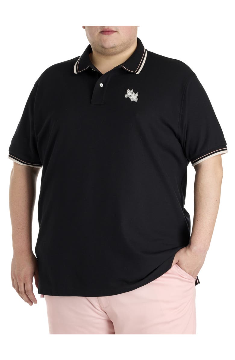 Psycho Bunny Big & Tall Elliot Piqué Polo Shirt, Main, color, Black
