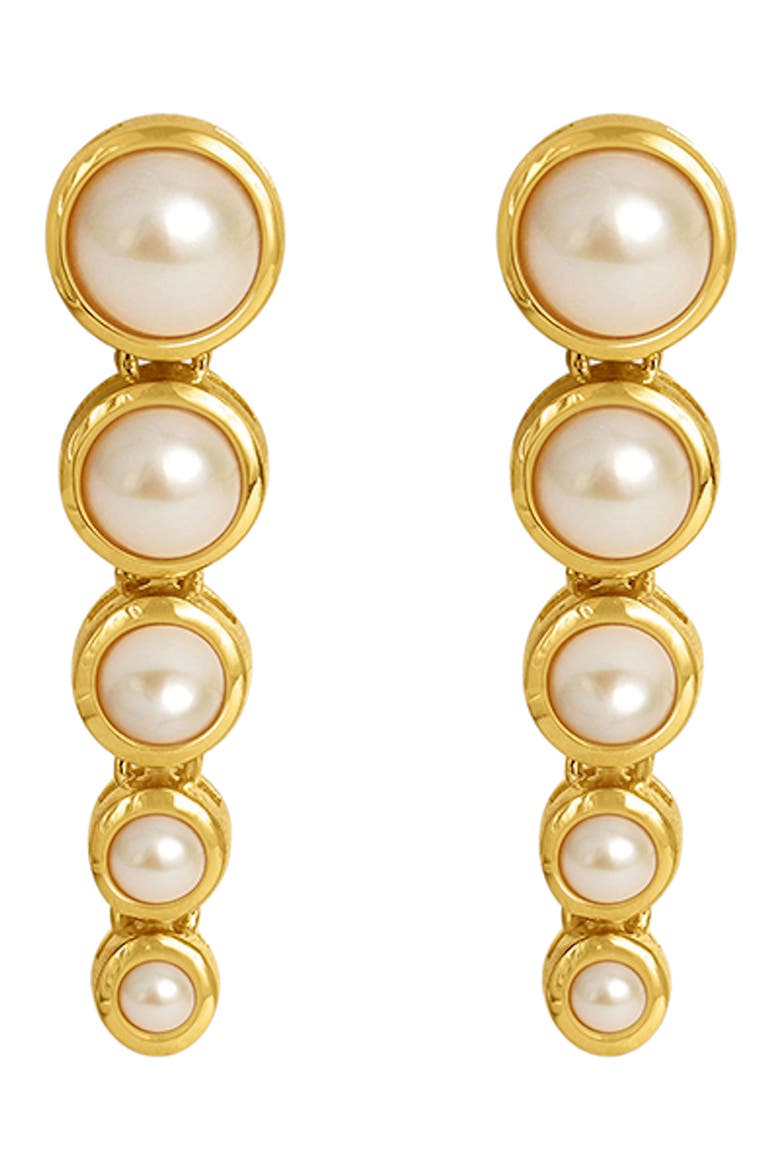 Signature Cultured Pearl Drop Earrings, Alternate, color, PEARL/ GOLD