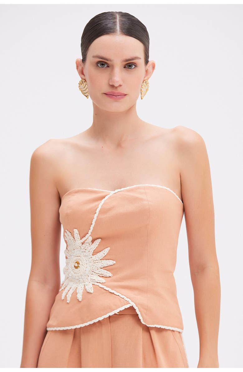 PatBO Tropic Linen Top, Main, color, Brown