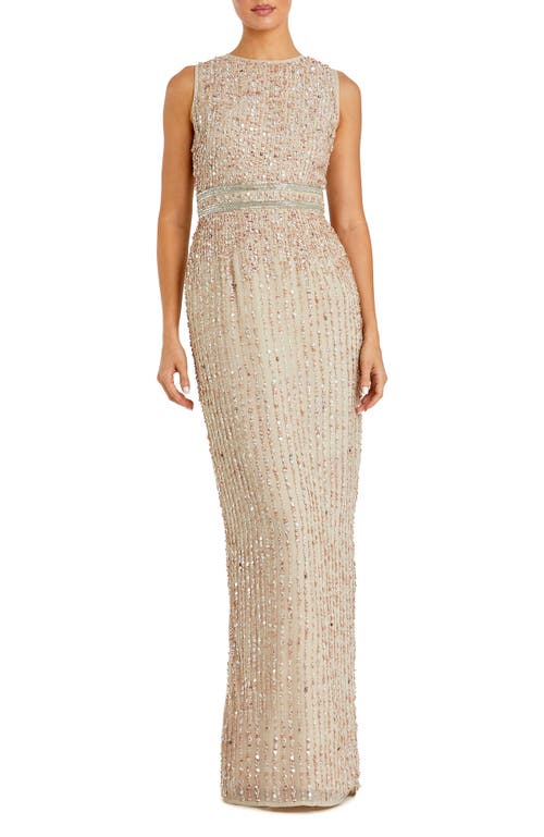 MAC DUGGAL MAC DUGGAL SEQUINED HIGH NECK SLEEVELESS COLUMN GOWN 