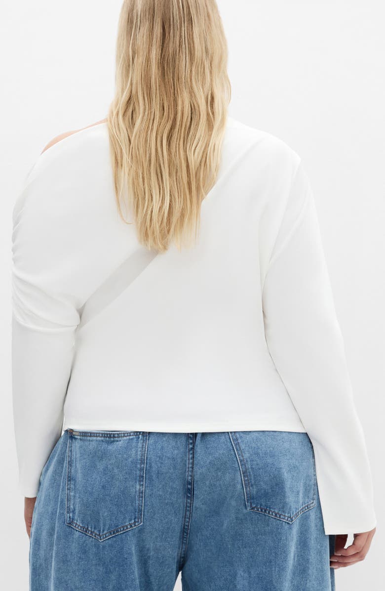 City Chic Imani One-Shoulder Long Sleeve Top, Alternate, color, Ivory