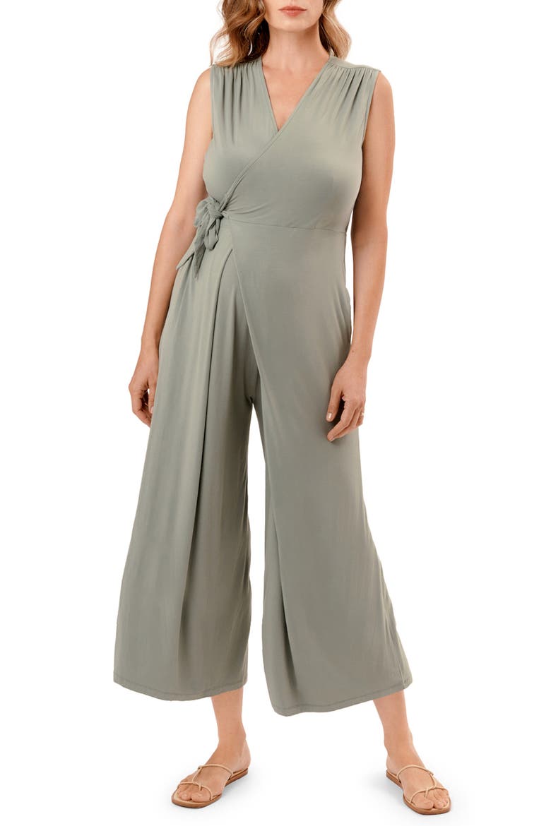 Francesca Wide Leg Maternity/Nursing Jumpsuit, Main, color, SOFT SAGE