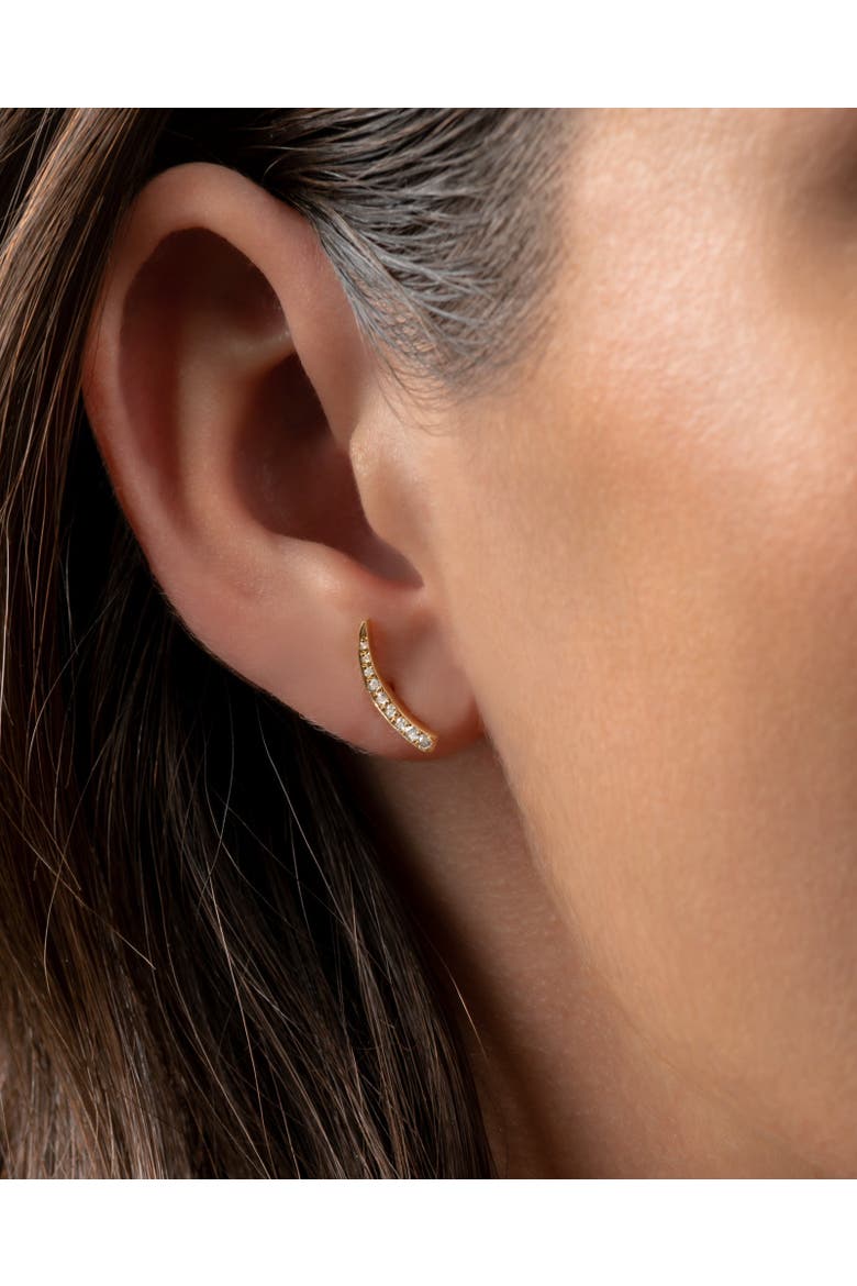 Mini Crescent Moon Single Earring. Handmade in Italy, Alternate, color, Right Side Diamond