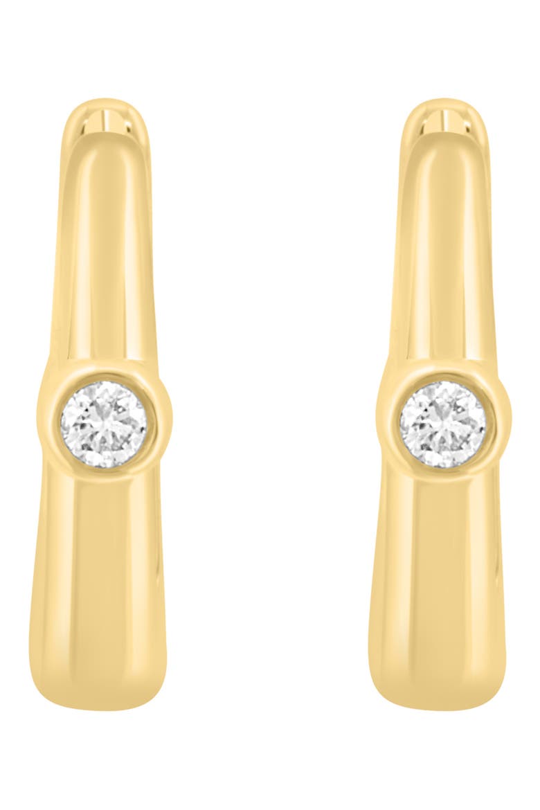 14K Gold Plated Sterling Silver Diamond Huggie Hoop Earrings, Alternate, color, GOLD