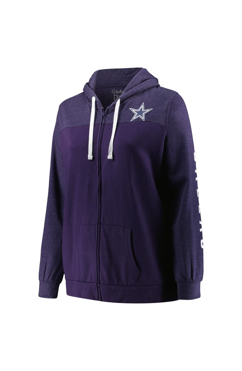 FANATICS Women's Fanatics Branded Heather Navy Dallas Cowboys Plus Size City Ties Full-Zip Hoodie, Alternate, color,