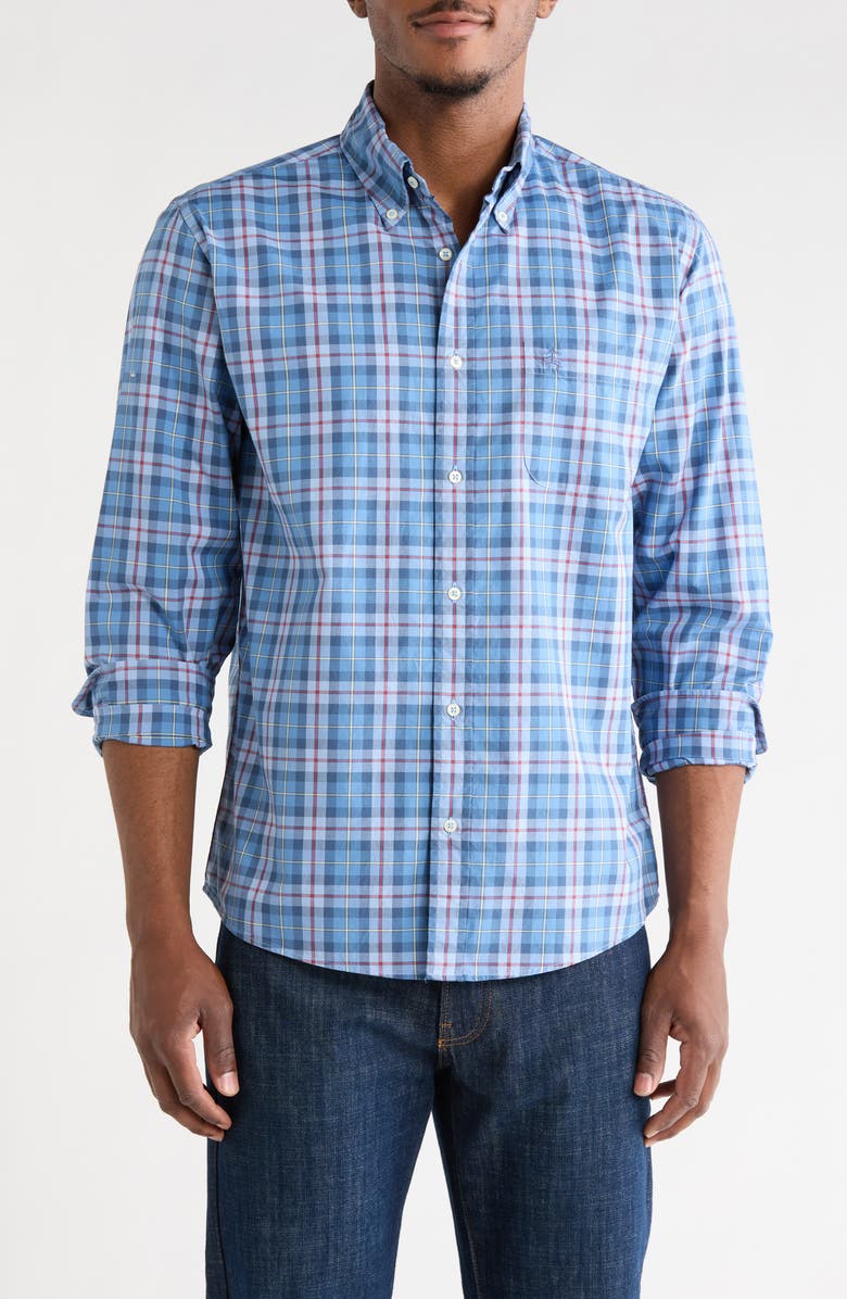 Brooks Brothers Plaid Long Sleeve Cotton Button-Down Shirt, Main, color, Blue Multi