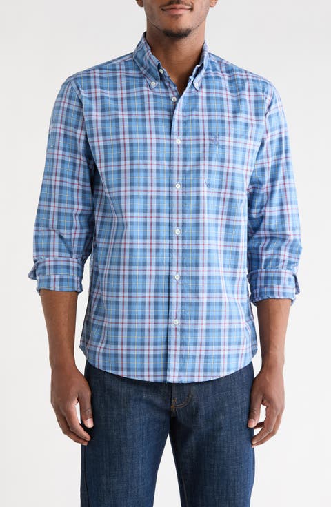 Plaid Long Sleeve Cotton Button-Down Shirt