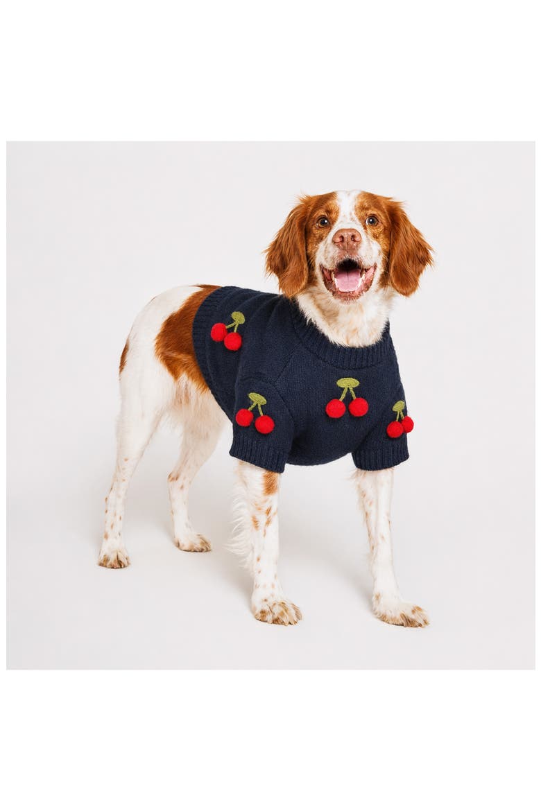 Cherries 3D Icon Dog Sweater, Alternate, color, BLUE