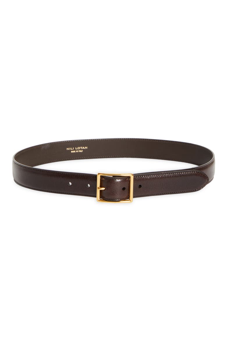 Gabriele Leather Belt, Main, color, ESPRESSO W ANTIQUE GOLD BUCKLE